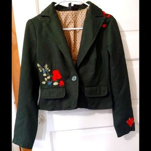 Embroidered flower blazer jacket